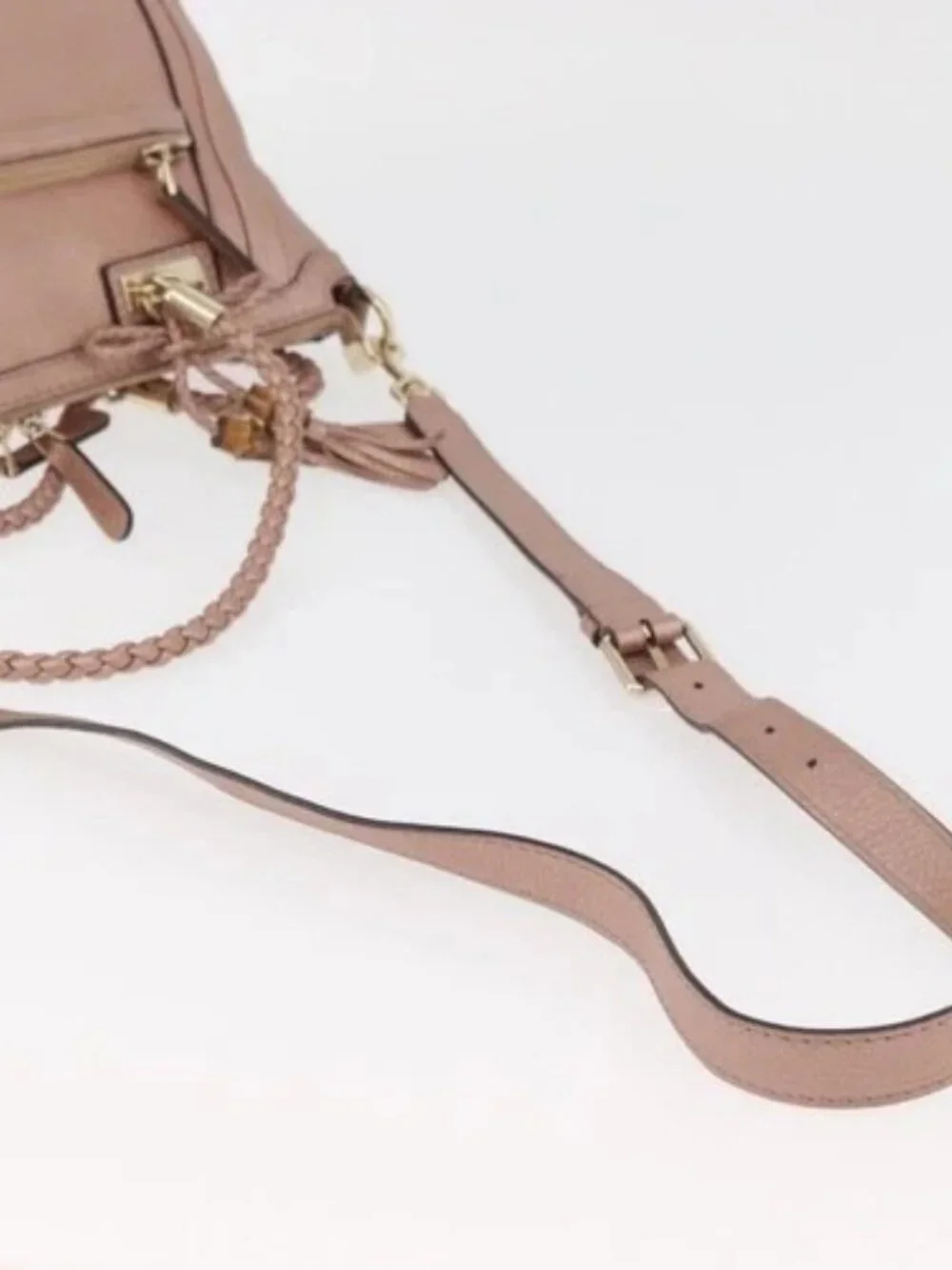 GUCCI Tote Bag Leather 2way Pink Gold 282300 Auth ka3524